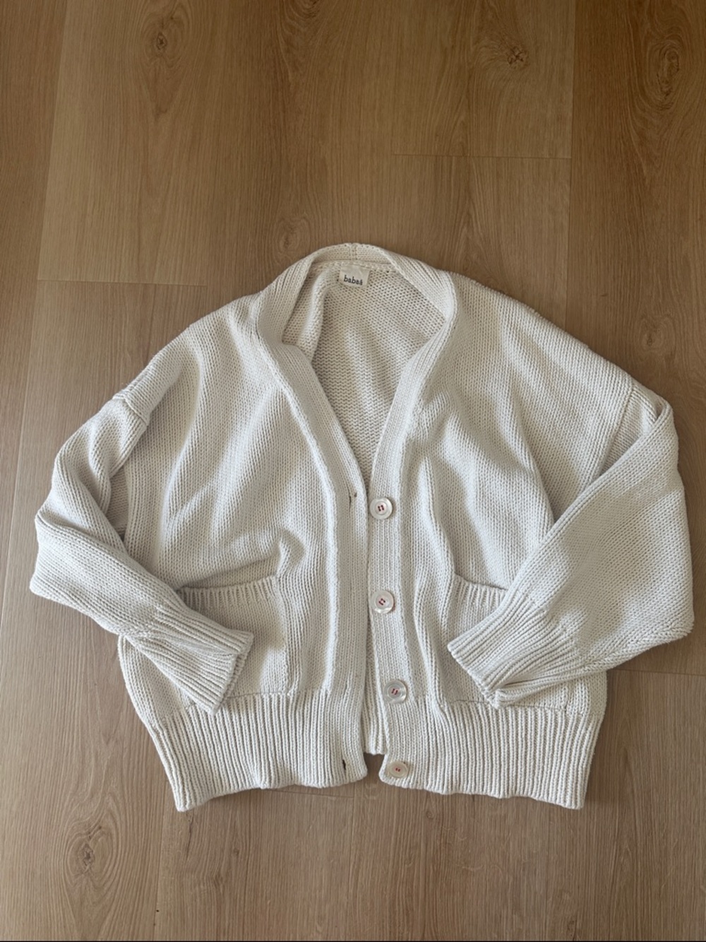 Babaa Cream Button-Up Chunky Knit Cardigan